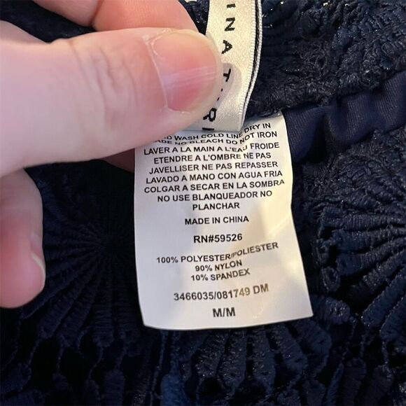 Trina Turk Women's Bardot Off-Shoulder Dress M Blue Daisy Crochet Knee Length - Picture 5 of 6